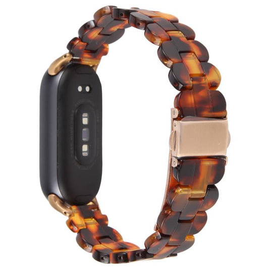 For Xiaomi Smart Band 9 / 8 Oval Resin Watch Band(Tortoise Shell Color) by bashfashion