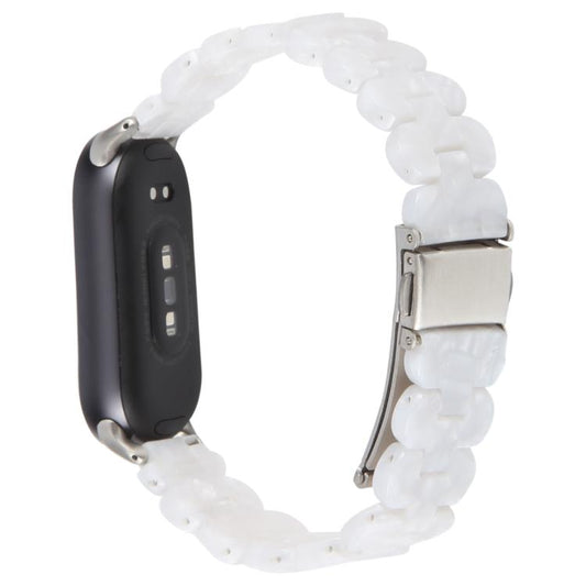 For Xiaomi Smart Band 9 / 8 Oval Resin Watch Band(Pearl White) by bashfashion