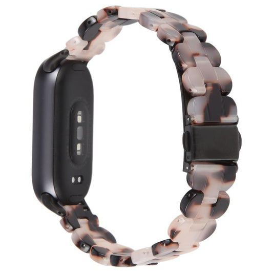 For Xiaomi Smart Band 9 / 8 Oval Resin Watch Band(Light Grey Flower) by bashfashion
