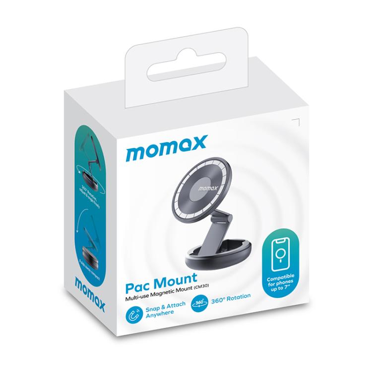 MOMAX CM30 Pac Mount Universal Transparent Magnetic Rotating Car Holder(Dark Grey) by MOMAX