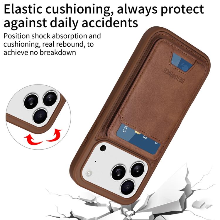 For iPhone 17 Pro BETOPNICE Vertical Flip Detachable MagSafe Wallet Phone Case(Brown) by BETOPNICE