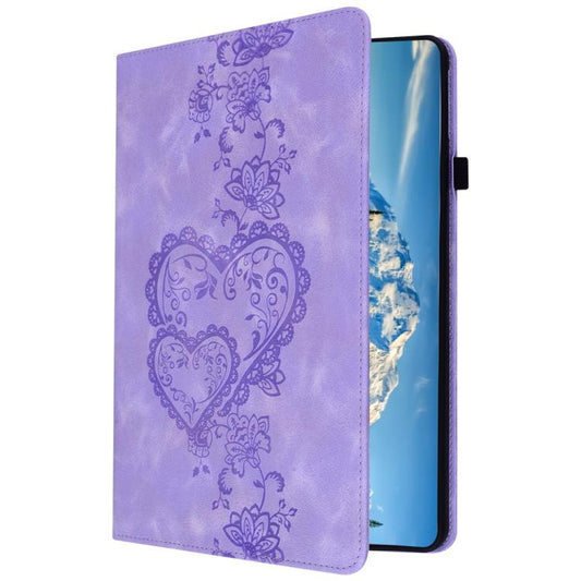 For Samsung Galaxy Tab A7 Lite Love Hearts Embossed Leather Tablet Case(Purple) by bashfashion