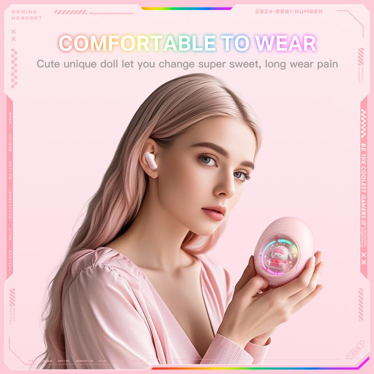ONIKUMA T302 RGB Cute Unique Doll BT 5.4 Wireless Earphones(Pink) by ONIKUMA