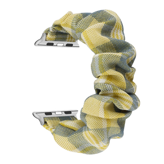 For Apple Watch Series 7 41mm / 6 & SE & 5 & 4 40mm / 3 & 2 & 1 38mm JK Uniform Style Cloth + Stainless Steel Watch Band(Yellow + Blue)(Yellow + Blue) by bashfashion