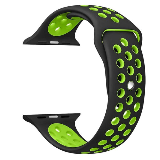For Apple Watch 46mm / 49mm / 45mm / 44mm xDfind Two Color Silicone Sports Watch Band(Black Green) by xDfind