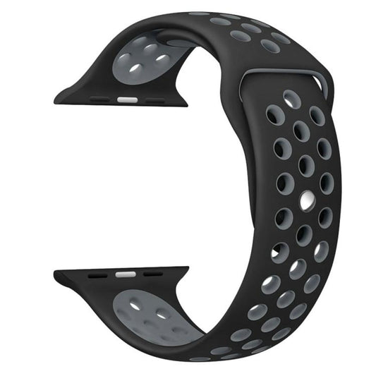 For Apple Watch 46mm / 49mm / 45mm / 44mm xDfind Two Color Silicone Sports Watch Band(Black Grey) by xDfind