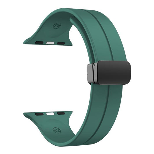 For Apple Watch 42mm / 41mm / 40mm / 38mm xDfind Solid Color Magnetic Buckle Silicone Watch Band(Clover Green) by xDfind