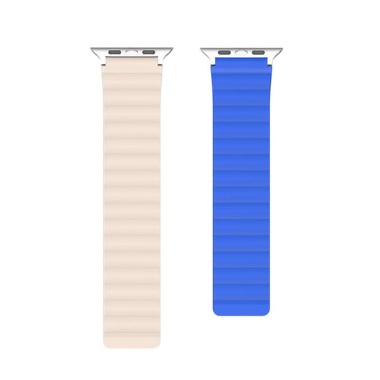 For Apple Watch 42mm / 41mm / 40mm / 38mm DUX DUCIS SD Series Double-Sided Blind Insert Silicone Magnetic Watch Strap(Klein Blue + Beige) by DUX DUCIS