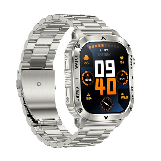 AK80 BT Call Smart Watch, Support Blood Oxygen / Blood Pressure / Heart Rate / Sports Health Monitoring Fitness Tracker(Silver 3-Bead Steel) by bashfashion