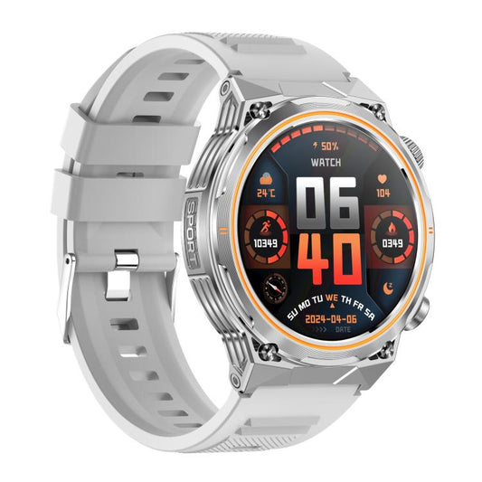 AK81 BT Call Smart Watch, Support Blood Pressure / Heart Rate / Sports Health Monitoring Fitness Tracker(Silver Silicone) by bashfashion