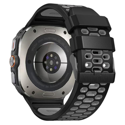 For Samsung Galaxy Watch Ultra 47mm / Ultra 2025 Two Color Silicone Breathable Watch Band(Black Grey) by bashfashion