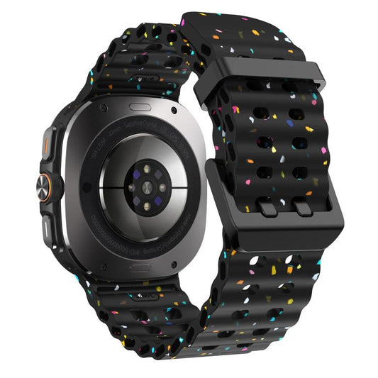 For Samsung Galaxy Watch Ultra 47mm / Ultra 2025 Dual Buckle Colorful Dots Silicone Watch Band(Black) by bashfashion