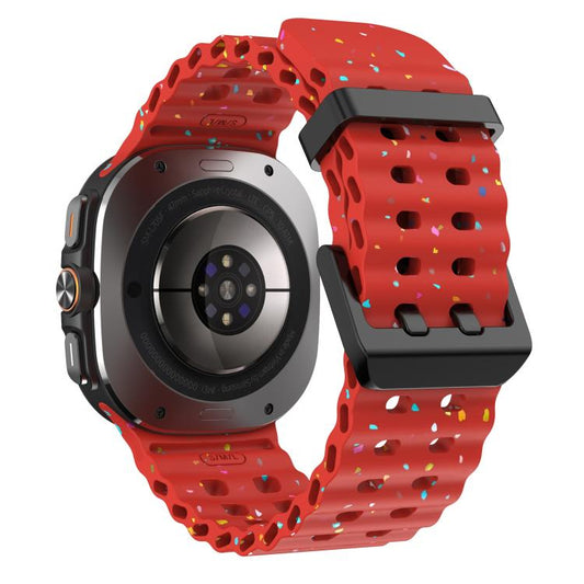 For Samsung Galaxy Watch Ultra 47mm / Ultra 2025 Dual Buckle Colorful Dots Silicone Watch Band(Red) by bashfashion