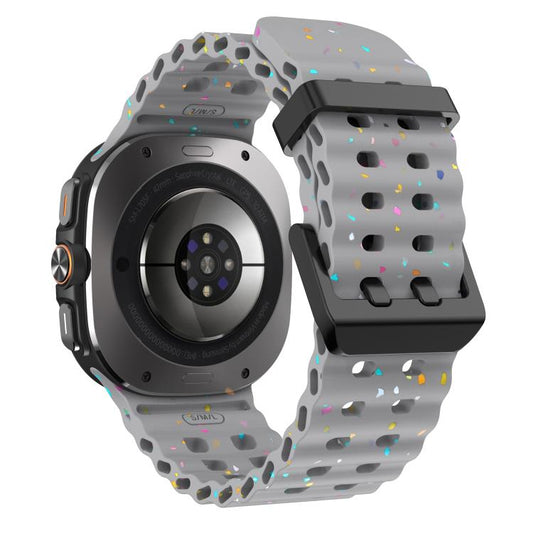 For Samsung Galaxy Watch Ultra 47mm / Ultra 2025 Dual Buckle Colorful Dots Silicone Watch Band(Space Gray) by bashfashion