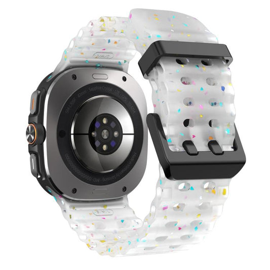 For Samsung Galaxy Watch Ultra 47mm / Ultra 2025 Dual Buckle Colorful Dots Silicone Watch Band(Transparent) by bashfashion