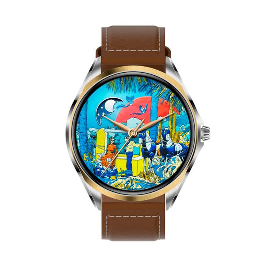 H78 1.43 inch AMOLED Screen Health & Fitness Smart Watch IP67 Waterproof Support BT Call(Gold Shell Brown Leather) by bashfashion