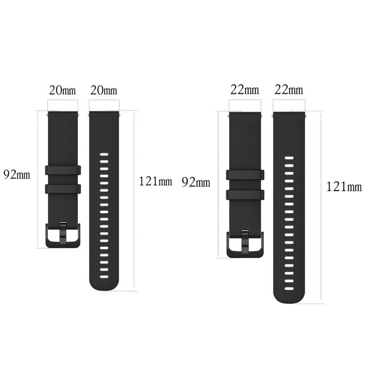 22mm For Forerunner 570 47mm/935/945/955 xDfind Small Plaid Solid Color Silicone Watch Band(Black) by xDfind