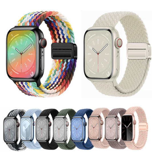 For Apple Watch 46mm / 49mm / 45mm / 44mm xDfind Magnetic Buckle Loop Woven Watch Band(Starlight) by xDfind
