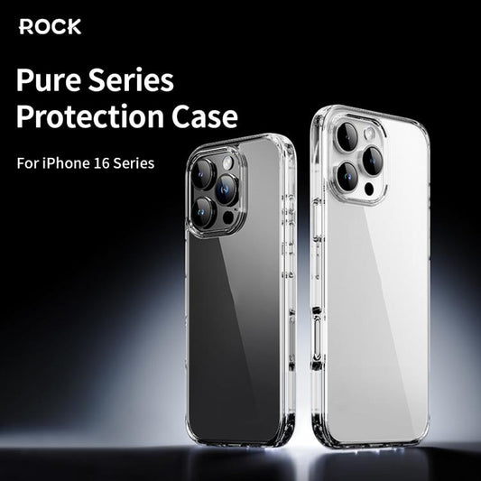 For iPhone 16 Plus ROCK Pure Series Clear PC Hybrid TPU Phone Case(Transparent) by ROCK