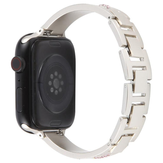 For Apple Watch 46mm / 49mm / 45mm / 44mm Diamond Quick Release Chain Bracelet Metal Watch Band(Starlight) by bashfashion
