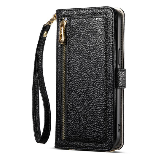 For iPhone 16 Pro ESEBLE E11 Colorful Litchi Pattern Zipper Wallet Leather Phone Case(Black) by ESEBLE