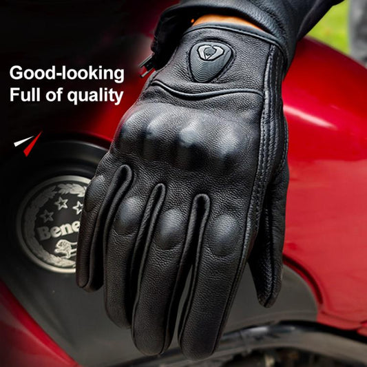 SOMAN MG-24 Motorcycle Sheepskin Gloves Touch Screen Off-road Riding Retro Gloves, Size:L(Black) by SOMAN