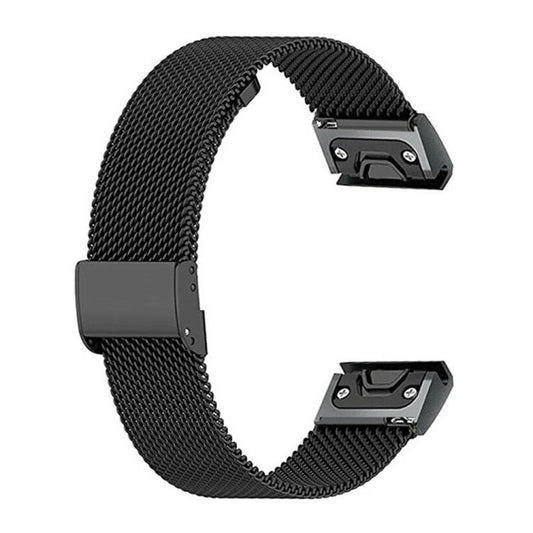 For Garmin Fenix 8/7X/6X/5X 26mm xDfind Milanese Metal Buckle Watch Band(Black) by xDfind