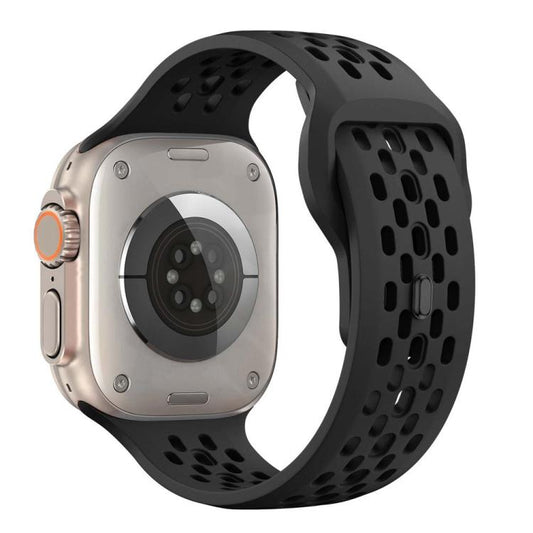 For Apple Watch 46mm / 49mm / 45mm / 44mm xDfind Mesh Reverse Buckle Silicone Watch Band(Black) by xDfind