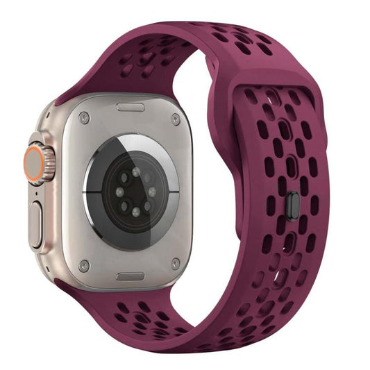 For Apple Watch 46mm / 49mm / 45mm / 44mm xDfind Mesh Reverse Buckle Silicone Watch Band(Wine Red) by xDfind