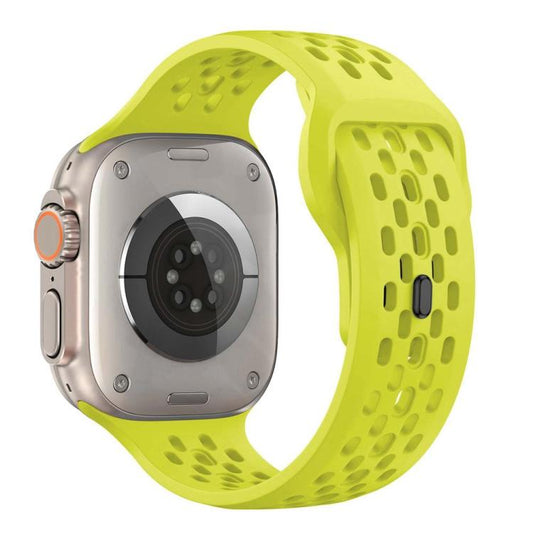 For Apple Watch 46mm / 49mm / 45mm / 44mm xDfind Mesh Reverse Buckle Silicone Watch Band(Lime) by xDfind