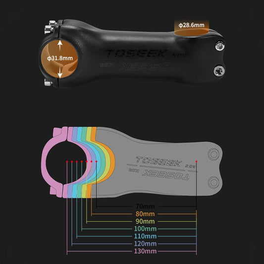 TOSEEK K04 Full Carbon Fiber Brazing Road Mountain Bike Handlebar Riser Faucet, Size:6 Degree, 80mm(Black Grey Silver) by TOSEEK