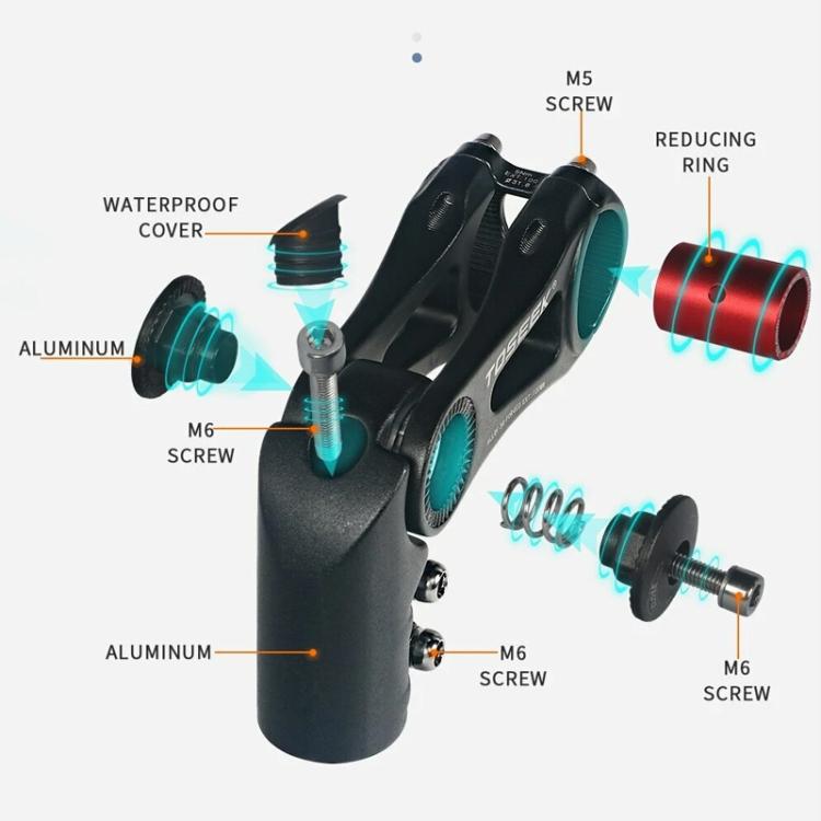 TOSEEK ST003 Aluminum Alloy Adjustable Angle Mountain Bike Stem, Specification:130mm by TOSEEK