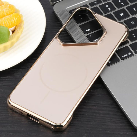 For Huawei Pura 70 Electroplating Frameless Frosted Anti-Glare PC MagSafe Phone Case(Desert Gold) by bashfashion