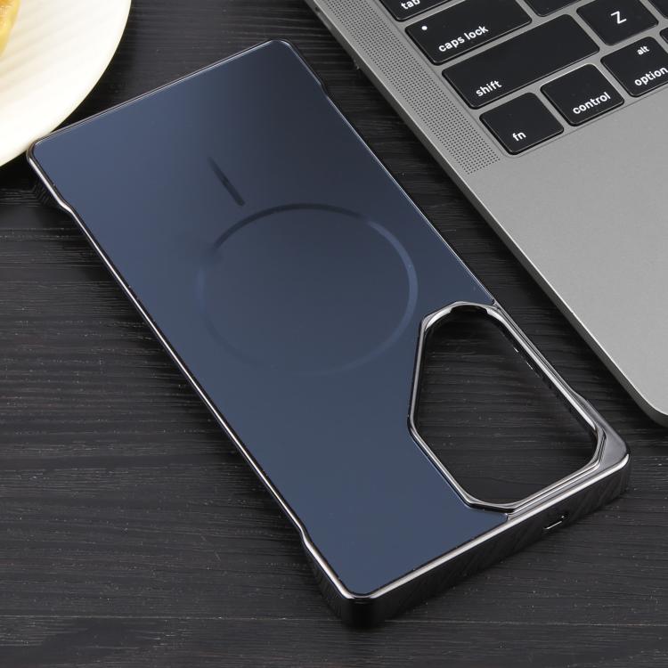 For Samsung Galaxy S22 Ultra 5G Electroplating Frameless Frosted Anti-Glare PC MagSafe Phone Case(Black) by bashfashion