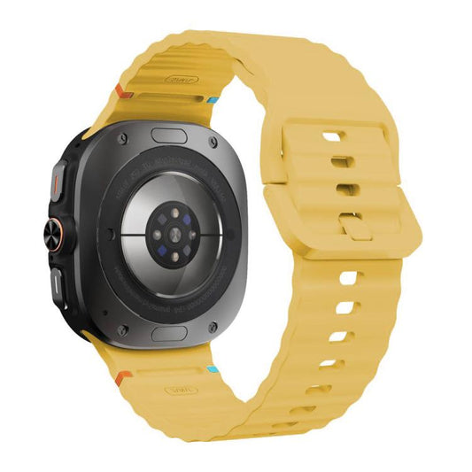 For Samsung Galaxy Watch8 Classic 46mm / Watch8 44mm / 40mm xDfind Wavy Grain Stitched Silicone Watch Band, Size:L(Yellow) by xDfind