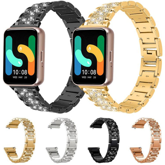 For Samsung Galaxy Watch7 / FE / 6 / 5 / 4 xDfind Diamond Jewelry Stainless Steel Watch Band(Gold) by xDfind