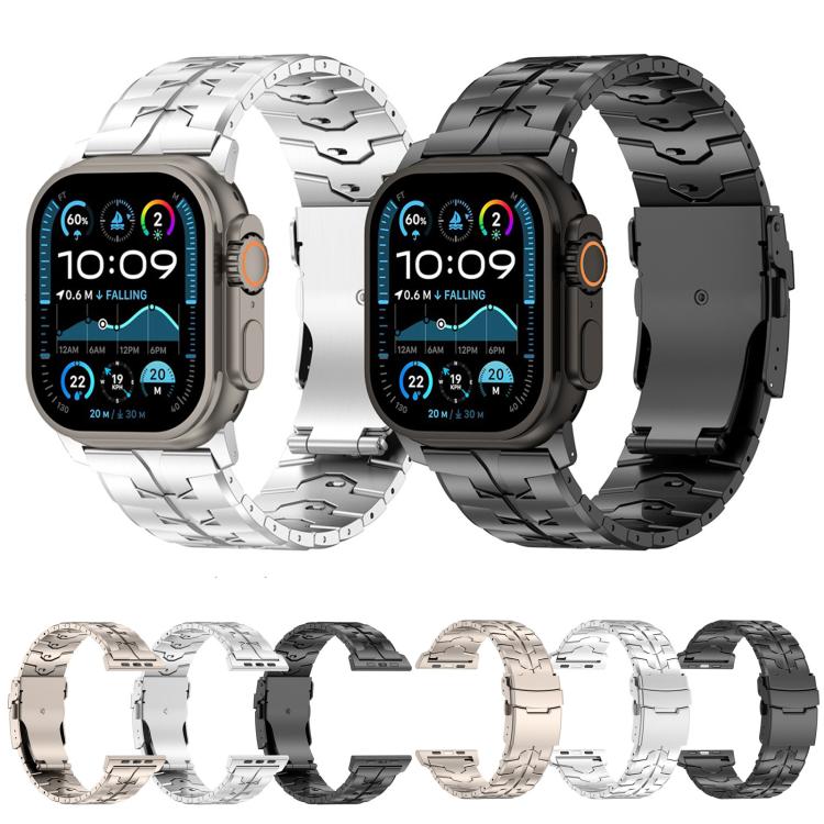 For Apple Watch 46mm / 49mm / 45mm / 44mm 26mm Quick Release Flat Buckle Titanium Alloy Watch Band(Black) by bashfashion