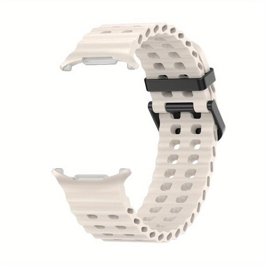 For Samsung Galaxy Watch Ultra 47mm / Ultra 2025 Dual-row Holes Silicone Watch Band with TPU Case(White) by bashfashion