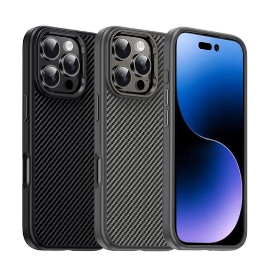 For iPhone 16 Pro iPAKY Star Lord Series Carbon Fiber Textured Oil Spray PC+TPU Phone Case(Black) by iPAKY