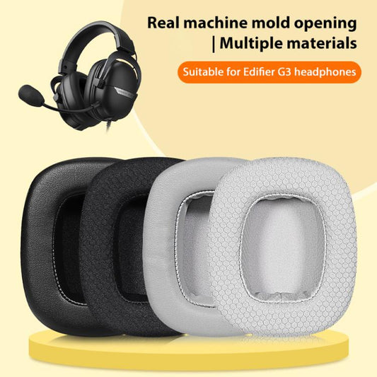 1 Pair Protein Leather Replacement Earpads For EDIFIER G5 / G50 / G35 / G3(Grey) by bashfashion