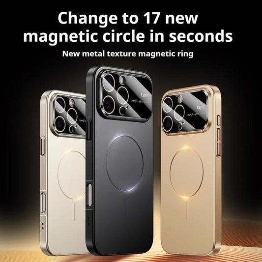 For iPhone 16 Kalebol Large Window MagSafe Frosted PC Phone Case(Black) by Kalebol