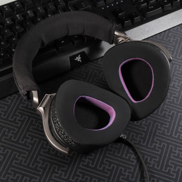 2pcs Insert Replacement Earpads For ASUS ROG Delta S, Material:Net Fabric(Black Purple) by bashfashion