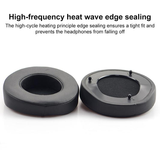 1 Pair Push Snap-on Replacement Earpads For Razer ManOWar 7.1, Material:Protein Leather Ice Silk Fabric(Black) by bashfashion