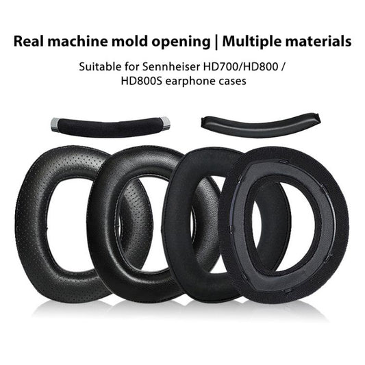 2pcs Snap-on Replacement Earpads For Sennheiser HD700, Material:Lambskin + Flannel Stitching(Black) by bashfashion