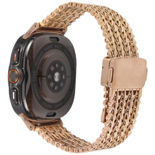 For Samsung Galaxy Watch Ultra 47mm / Ultra 2025 Magnetic Snap Clasp Steel Mesh Metal Watch Band(Rose Gold) by bashfashion