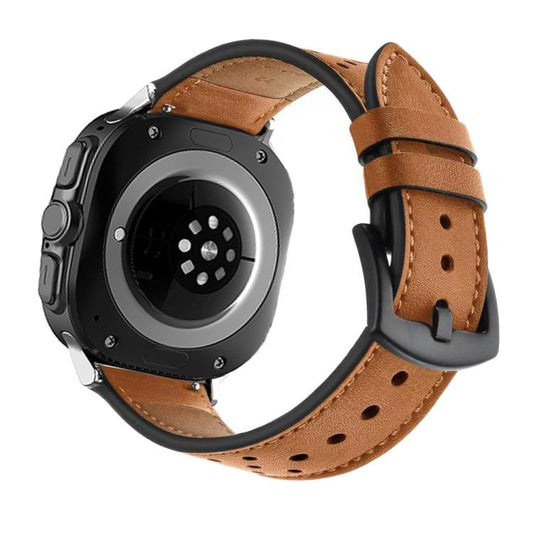 For Samsung Galaxy Watch Ultra 47mm / Ultra 2025 Hole Retro Leather Watch Band(Brown) by bashfashion