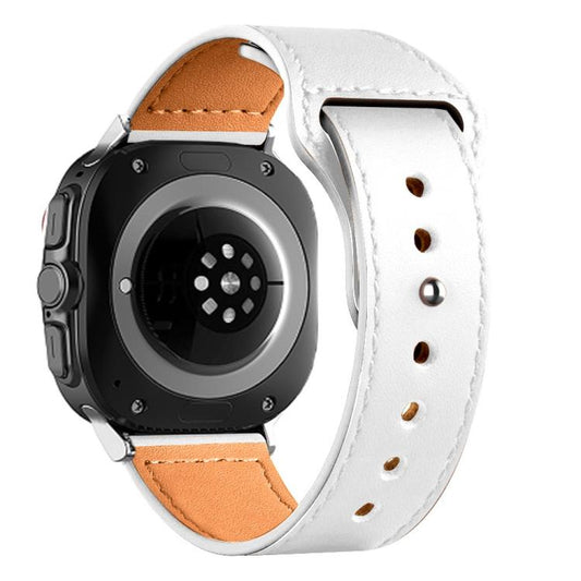 For Samsung Galaxy Watch Ultra 47mm / Ultra 2025 Rivet Reverse Buckle Leather Watch Band(White) by bashfashion