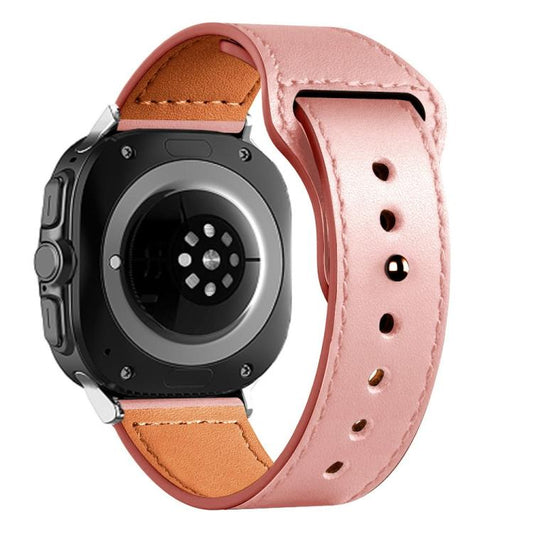 For Samsung Galaxy Watch Ultra 47mm / Ultra 2025 Rivet Reverse Buckle Leather Watch Band(Pink) by bashfashion