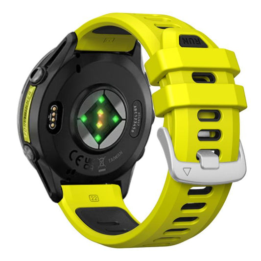 For Garmin Forerunner 970 Two Color Steel Buckle Silicone Watch Band(Lime Black) by bashfashion