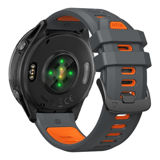 For Garmin Forerunner 970 Two Color Steel Buckle Silicone Watch Band(Charcoal Orange) by bashfashion